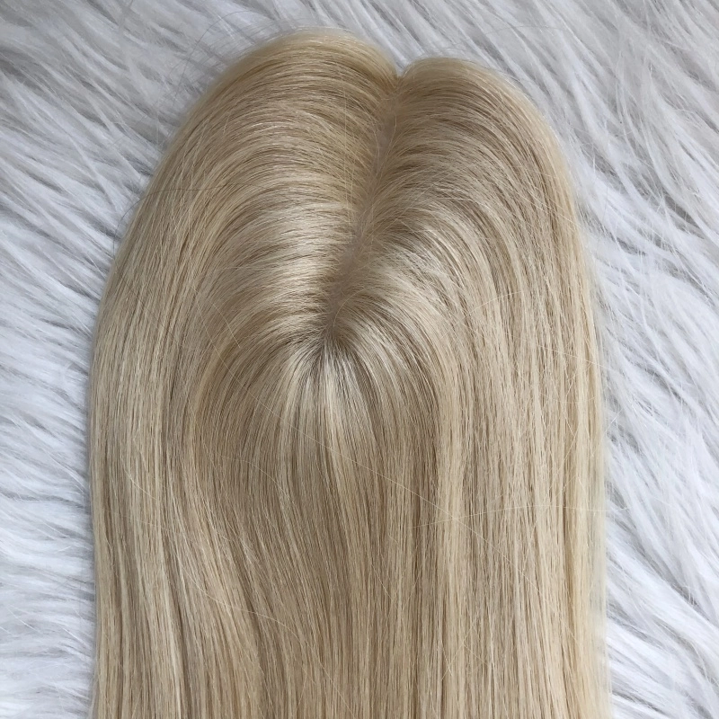 Emeda 4.75*2” Small Full Pu Topper #60 White Color Virgin Human Hair For Women Yr77